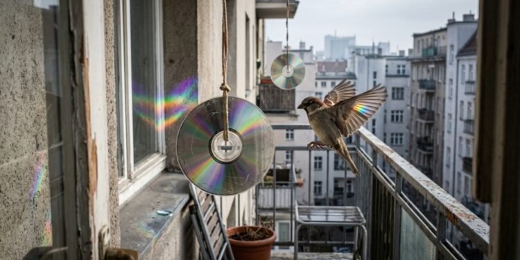 CDs na varanda podem afastar aves por reflexo e movimento