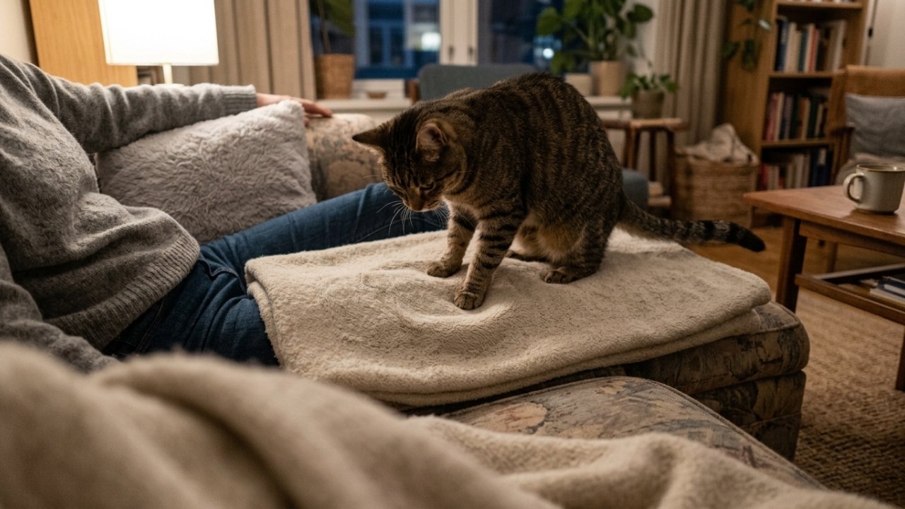 Por que gatos amassam cobertores e pessoas