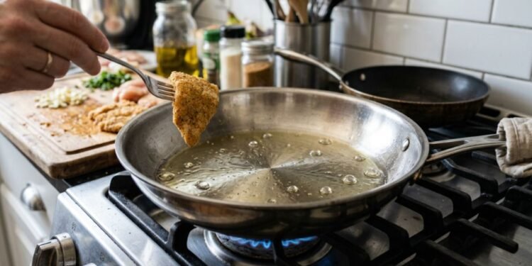 Aquecer a peça totalmente seca antes de despejar qualquer gordura muda o comportamento do metal na cozinha.