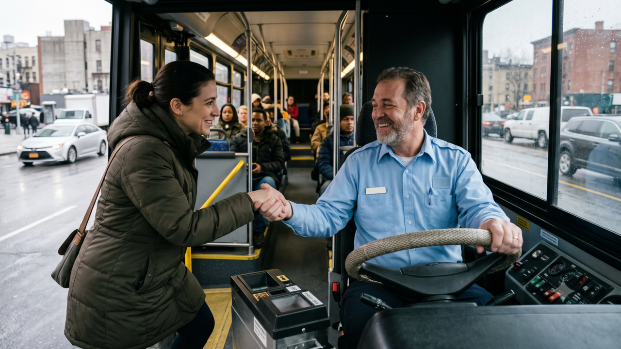 A psicologia sugere que as pessoas que cumprimentam o motorista do ônibus ao entrar não o fazem só por simpatia, mas por validação da presença do outro