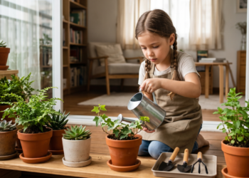 Estudos mostram que crianças que cuidavam de plantas em casa estavam desenvolvendo níveis mais altos de senso de responsabilidade