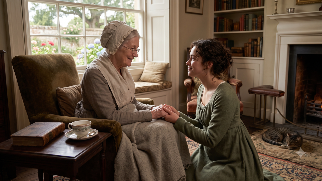 Citação de Jane Austen, escritora inglesa: “Não há encanto igual à ternura do coração.” A reflexão sobre as pessoas que tornam a vida mais leve por meio da bondade e do afeto verdadeiro