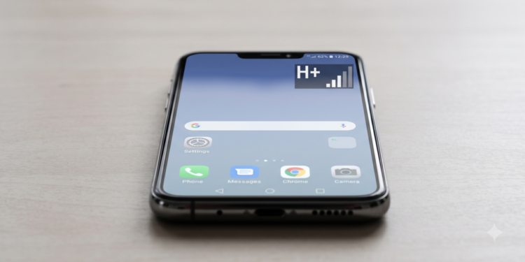 O que significa o símbolo H+ que aparece no celular