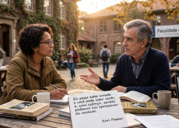A frase de Karl Popper, filósofo britânico: “Eu posso estar errado e você pode estar certo, e, com esforço, ambos podemos nos aproximar da verdade.”