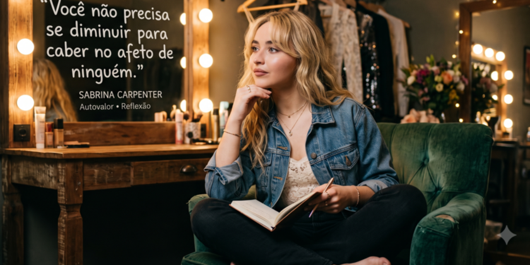 Frase de Sabrina Carpenter no dia: “Você não precisa se diminuir para caber no afeto de ninguém”. Uma reflexão sobre autovalor, relações rasas e o peso de aceitar migalhas emocionais