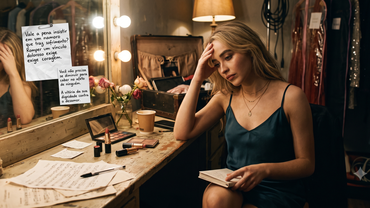 Frase de Sabrina Carpenter no dia: “Você não precisa se diminuir para caber no afeto de ninguém”. Uma reflexão sobre autovalor, relações rasas e o peso de aceitar migalhas emocionais