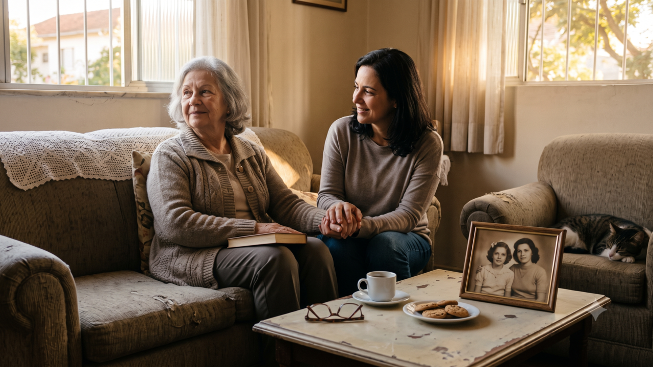 A psicologia afirma que a parte mais dolorosa de ver um pai ou uma mãe envelhecer não é a fragilidade do corpo, é quando eles agradecem por cuidados que antes pareciam naturais