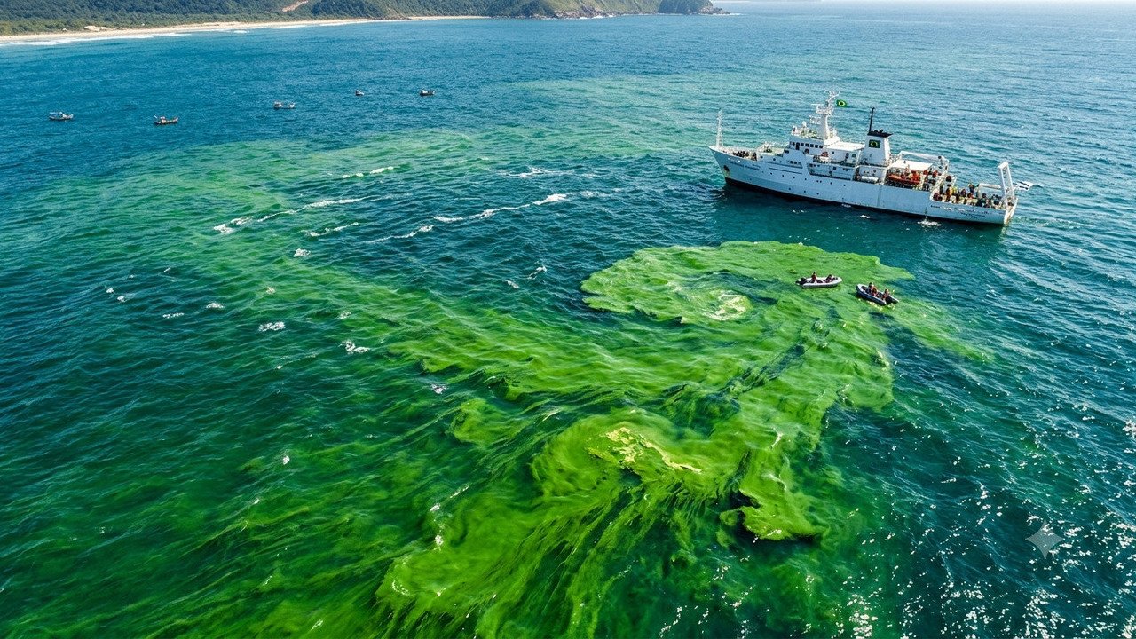 Oceano com cores diferentes