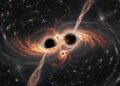 Os astrônomos explica as consequências de uma colisão entre buracos negros e o que faz no espaço-tempo vibrar pelo Universo