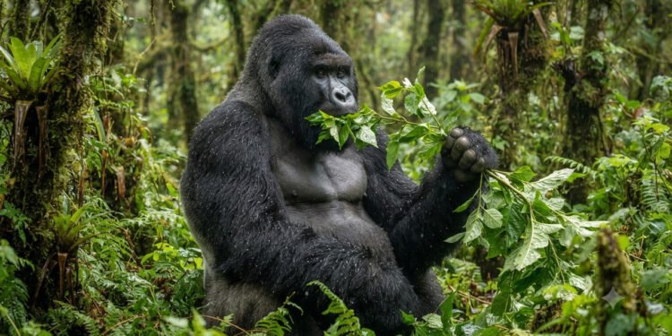 Os gorilas das montanhas constroem força com a ajuda da microbiota