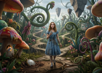 Alice no País das Maravilhas, como “cada vez mais curiosa”, transformou esse clássico em um símbolo de caos, lógica e estranhamento.