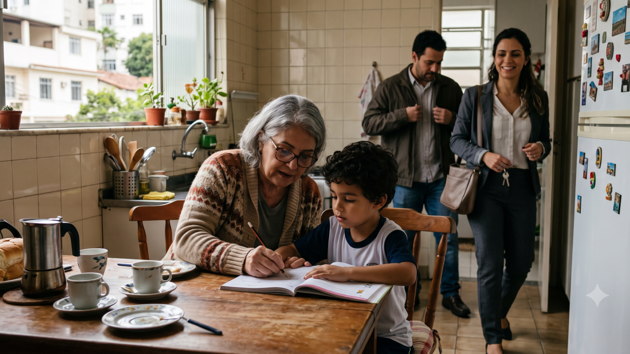 A avó que vive resolvendo a rotina dos netos, cobrindo saídas, levando para atividades e aparecendo em tudo, muitas vezes não está apenas paparicando, ela está sustentando uma parte invisível da estabilidade da família