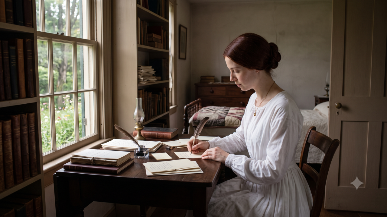 Citação de Emily Dickinson: “A alma escolhe a sua própria companhia, fecha a porta ao resto do mundo e guarda em silêncio aquilo que reconhece como verdadeiro.” A reflexão que ensina por que nem toda presença merece entrar no lugar mais íntimo da sua vida
