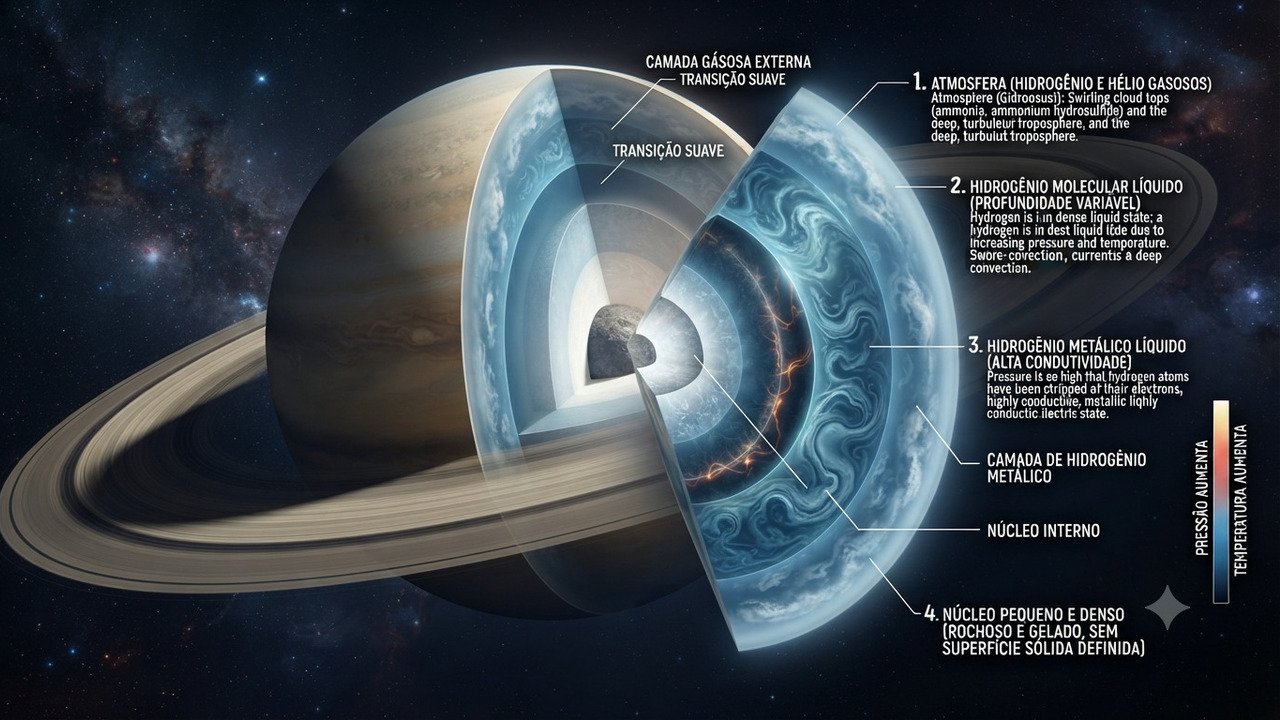 Saturno flutua na água
