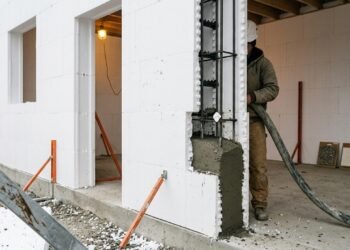 Como blocos de EPS formam paredes de concreto no sistema ICF