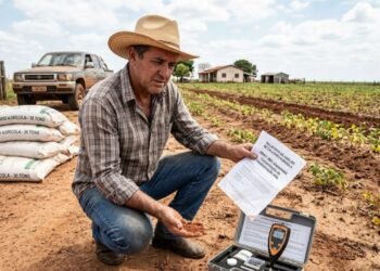 Agricultor adquire 30 toneladas de calcário agrícola com laudo garantindo alta concentração de neutralização, aplica no solo e nota que a acidez da terra permaneceu inalterada, comprometendo o plantio de 10 hectares de feijão