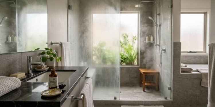 A água quente do chuveiro gera um vapor forte que abre os poros da nossa pele em poucos minutos.