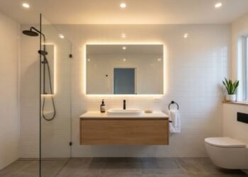 Reforma de banheiro sem quebrar nada: método moderno com revestimento químico e iluminação planejada substitui obras caras, reduz poeira e entrega resultado sofisticado em tempo recorde