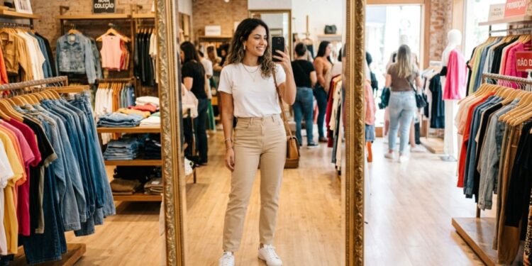 O detalhe é que você consegue reaproveitar blusas simples que já estão guardadas no armário sem precisar gastar dinheiro com peças caras.