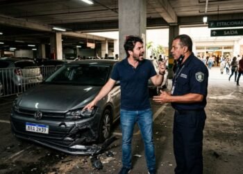 Cliente deixa veículo em estacionamento pago de shopping por 2 horas, encontra o para-choque arrancado e a administração se recusa a indenizar alegando “isenção de responsabilidade descrita no tíquete”; o tribunal reafirma que o local responde objetivamente por furtos e avarias.