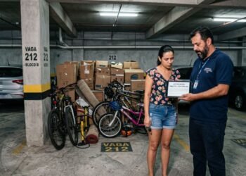 Casal transforma a vaga de garagem em depósito para bicicletas e caixas, mas acaba multado pelo condomínio após reclamações de vizinhos