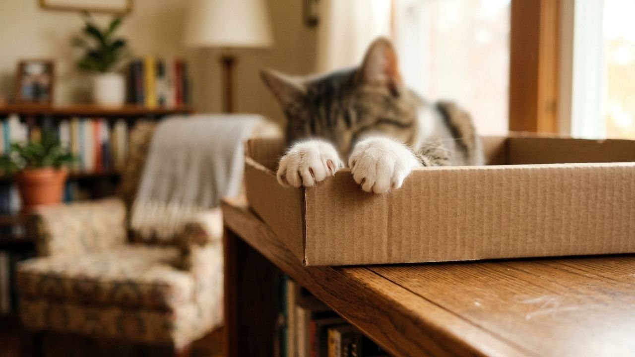 gatos entram em caixas