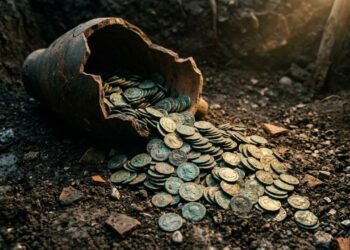 Arqueólogos na França desenterraram um jarro cheio de moedas romanas com mais de 1.800 anos.