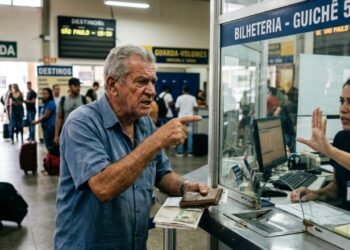 Aposentado de 68 anos tenta reservar o assento gratuito garantido por lei em ônibus intermunicipal com 5 dias de antecedência, a empresa alega que as vagas do benefício “já acabaram” mas continua vendendo passagens normais para o mesmo coletivo