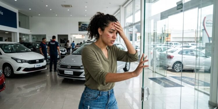 Após negociar com os vendedores, ela caminhou em direção à saída de pedestres
