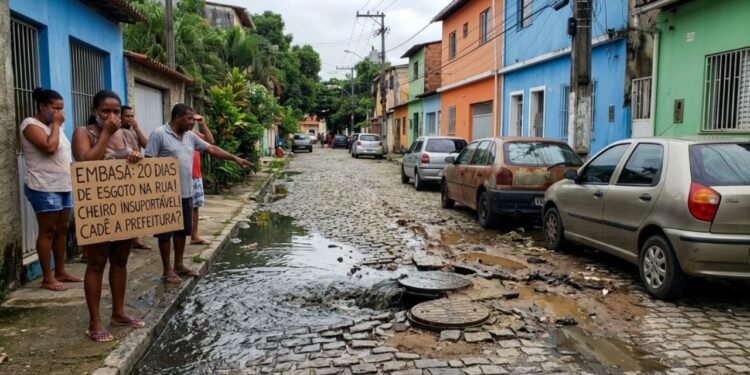 A rotina do bairro mudou quando uma poça de água escura começou a brotar do paralelepípedo, revelando um grave problema de saneamento básico no Brasil.