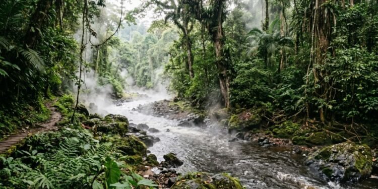 s biólogos de campo encontraram uma variedade impressionante de micro-organismos extremófilos habitando as zonas mais quentes da água corrente