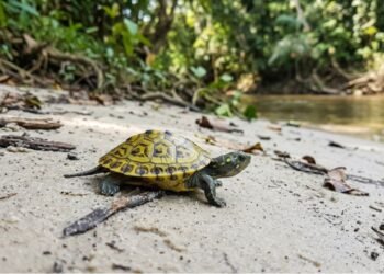 Esta pequena tartaruga da Amazônia nasceu completamente diferente dos irmãos e chamou atenção mundial