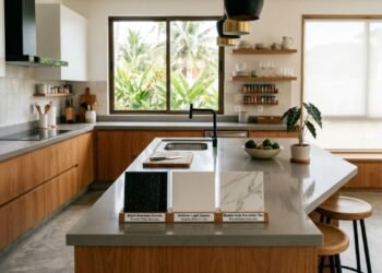 Bancada de quartzo, granito ou porcelanato: qual material vale o investimento para a cozinha?