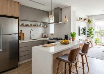 A alternativa para quem sonha com uma ilha, mas não tem espaço suficiente para manter uma boa circulação na cozinha