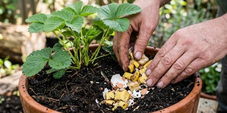 Enterrar cascas de banana e ovos na terra do vaso: a técnica de adubação orgânica que aumenta o tamanho e a doçura dos morangos na horta