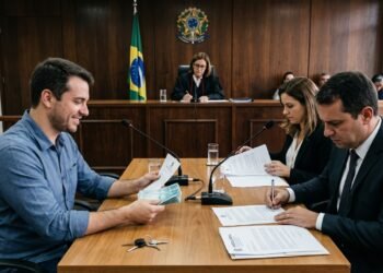 Inquilino desocupa o apartamento e entrega as chaves na imobiliária, mas a empresa se recusa a emitir o recibo de quitação alegando que a pintura não está no tom exato de branco do início da locação, continuando a cobrar os aluguéis dos meses seguintes. O juiz considera a recusa abusiva, decreta o fim do contrato na data da entrega física das chaves e condena a imobiliária a devolver em dobro os aluguéis cobrados indevidamente.