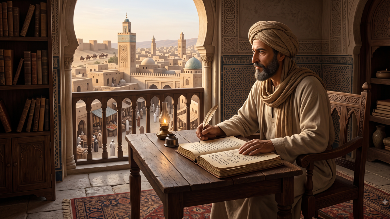 Pensamento do dia do filósofo árabe Ibn Khaldun: “O homem é essencialmente ignorante e torna-se instruído ao adquirir conhecimento”