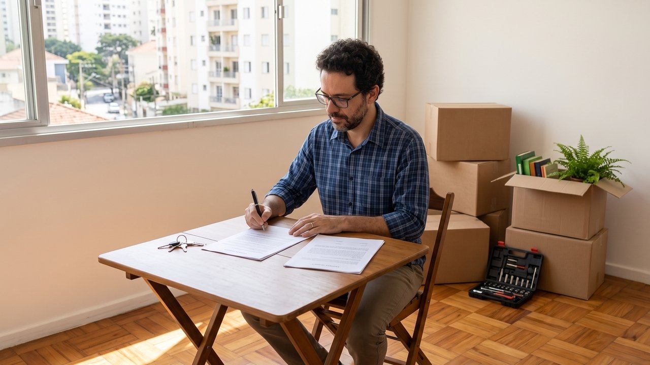 Inquilino desocupa imóvel após 3 anos de locação e imobiliária exige pintura com tinta premium específica não prevista no laudo de vistoria inicial; locatário deposita as chaves em juízo e juiz afasta a exigência abusiva, limitando a obrigação apenas à devolução no estado original de conservação.