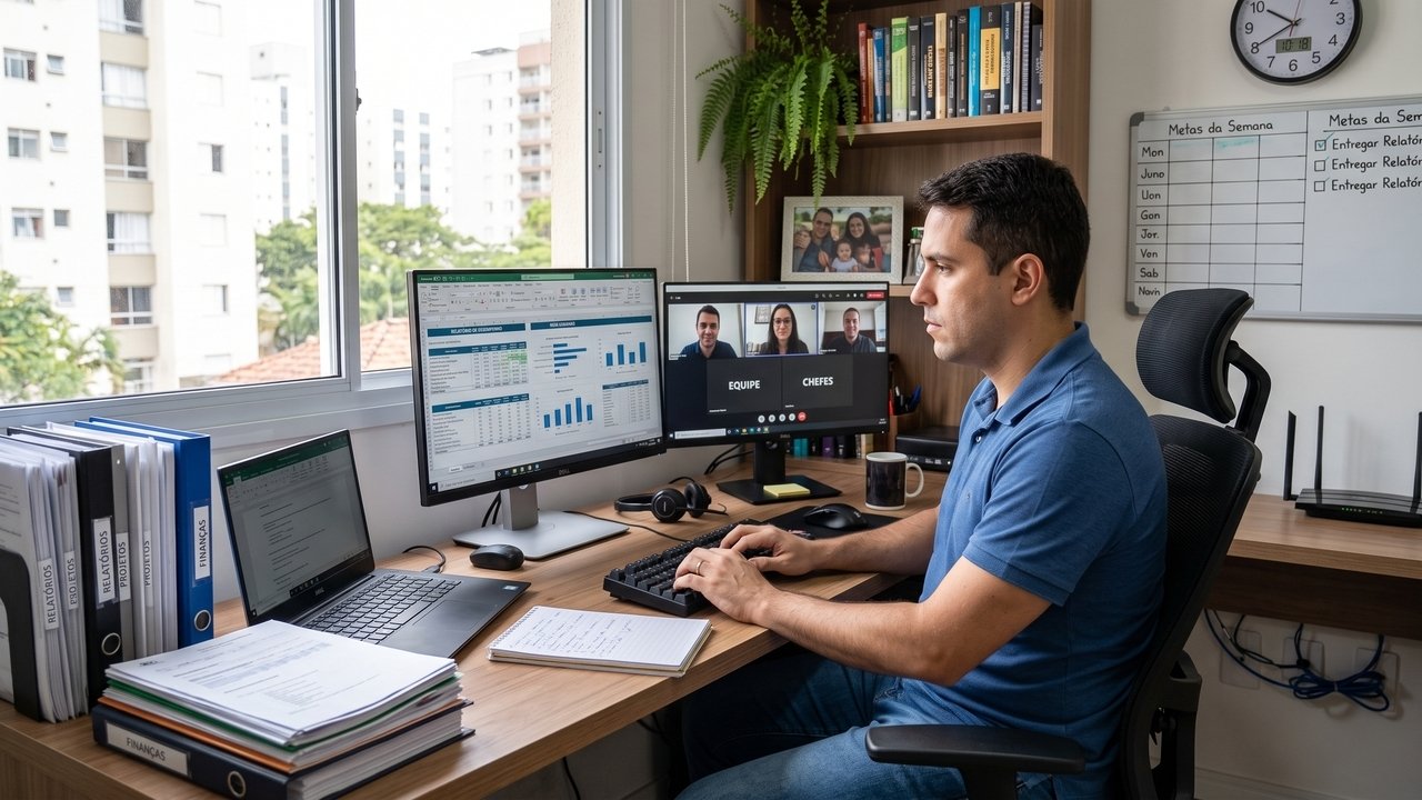 Funcionário em regime de teletrabalho sofre apagão elétrico de 4 horas em seu bairro e tem o dia descontado na folha de pagamento; Justiça do Trabalho condena o empregador a devolver o desconto, entendendo que a falha de infraestrutura externa não afasta a disponibilidade do trabalhador ao serviço.