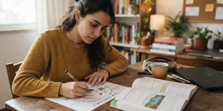 A psicologia diz que pessoas que desenham o que estudam em vez de apenas copiar palavras podem formar memórias de maneira diferente