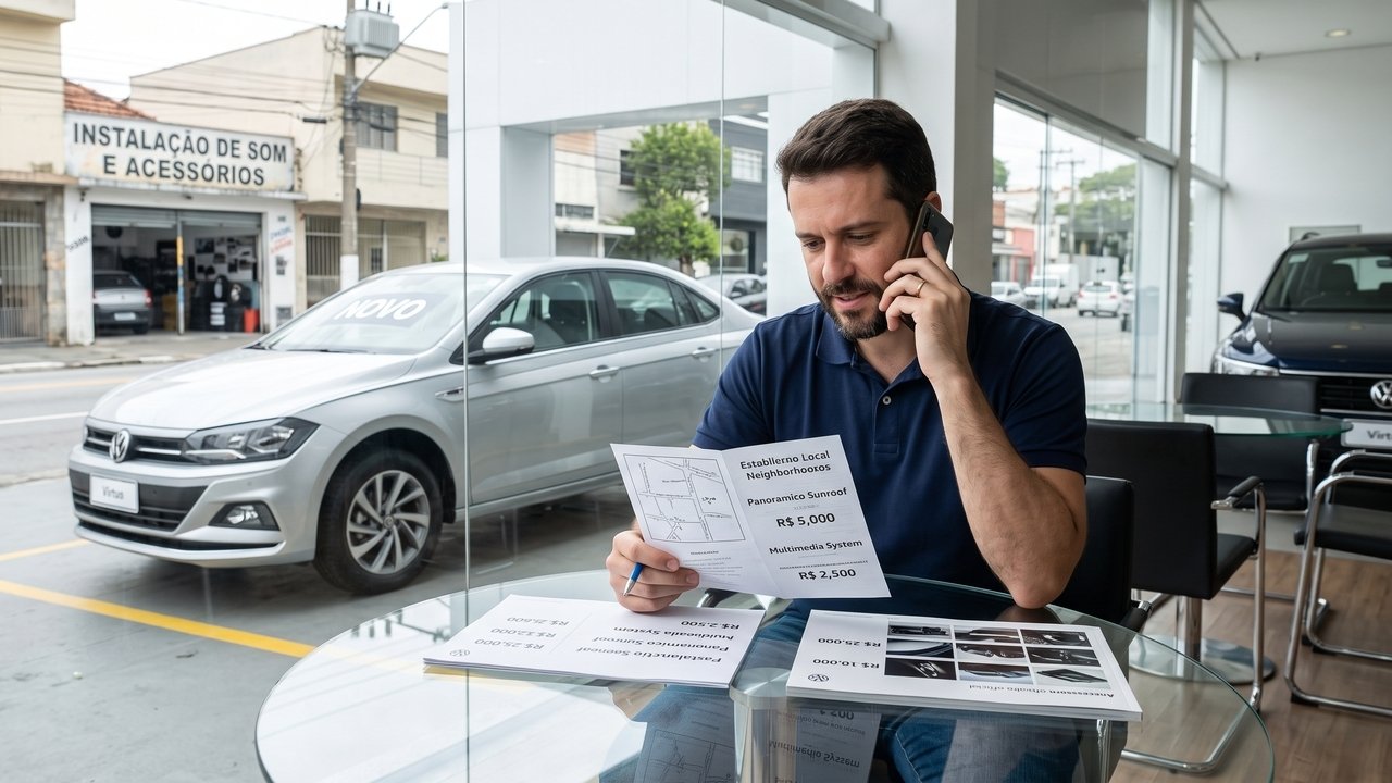 Cliente compra carro zero quilômetro, decide instalar teto solar e kit multimídia em uma oficina paralela não homologada para economizar R$ 3 mil e perde a garantia total de fábrica quando o painel elétrico entra em curto-circuito meses depois.