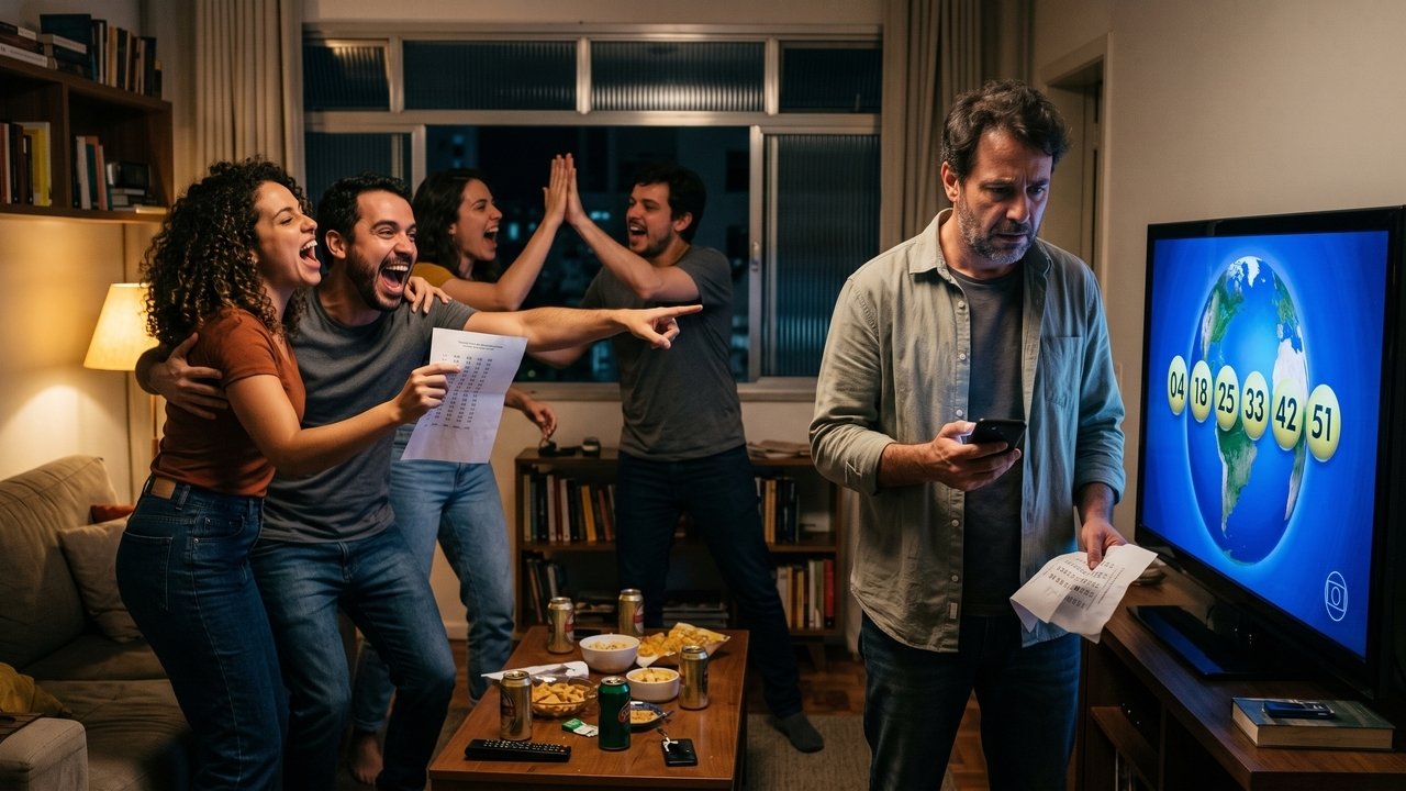 Um grupo de amigos do trabalho faz um bolão para a Mega-Sena pelo WhatsApp e transfere o dinheiro para o organizador. Ele esquece de ir à lotérica, os números do grupo são sorteados e eles perdem o prêmio milionário. Os amigos o processam e a Justiça o condena a indenizar cada um pelo valor proporcional que teriam ganho, aplicando a teoria da "perda de uma chance" e responsabilizando o responsável pela negligência gravíssima. 