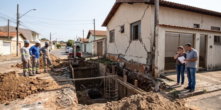 Escavações para tubulões deslocaram terra e abalaram a casa vizinha; sem estudo de viabilidade nem indicação de responsáveis técnicos, o casal foi condenado a pagar R$ 62.488,32 por danos materiais e R$ 5 mil por danos morais