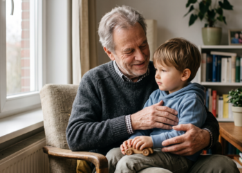 A psicologia diz que homens mais afetuosos com os netos do que foram com os próprios filhos estão recebendo algo que sua geração raramente permitiu — a chance de cuidar sem o medo de que ternura e autoridade não possam existir juntas