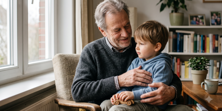 A psicologia diz que homens mais afetuosos com os netos do que foram com os próprios filhos estão recebendo algo que sua geração raramente permitiu — a chance de cuidar sem o medo de que ternura e autoridade não possam existir juntas