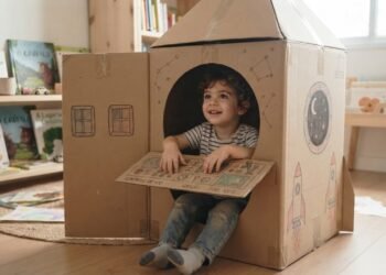 Uma simples caixa de papelão pode ensinar mais sobre imaginação do que muito brinquedo pronto — quando ela vira carro, casa ou foguete, a brincadeira muda completamente