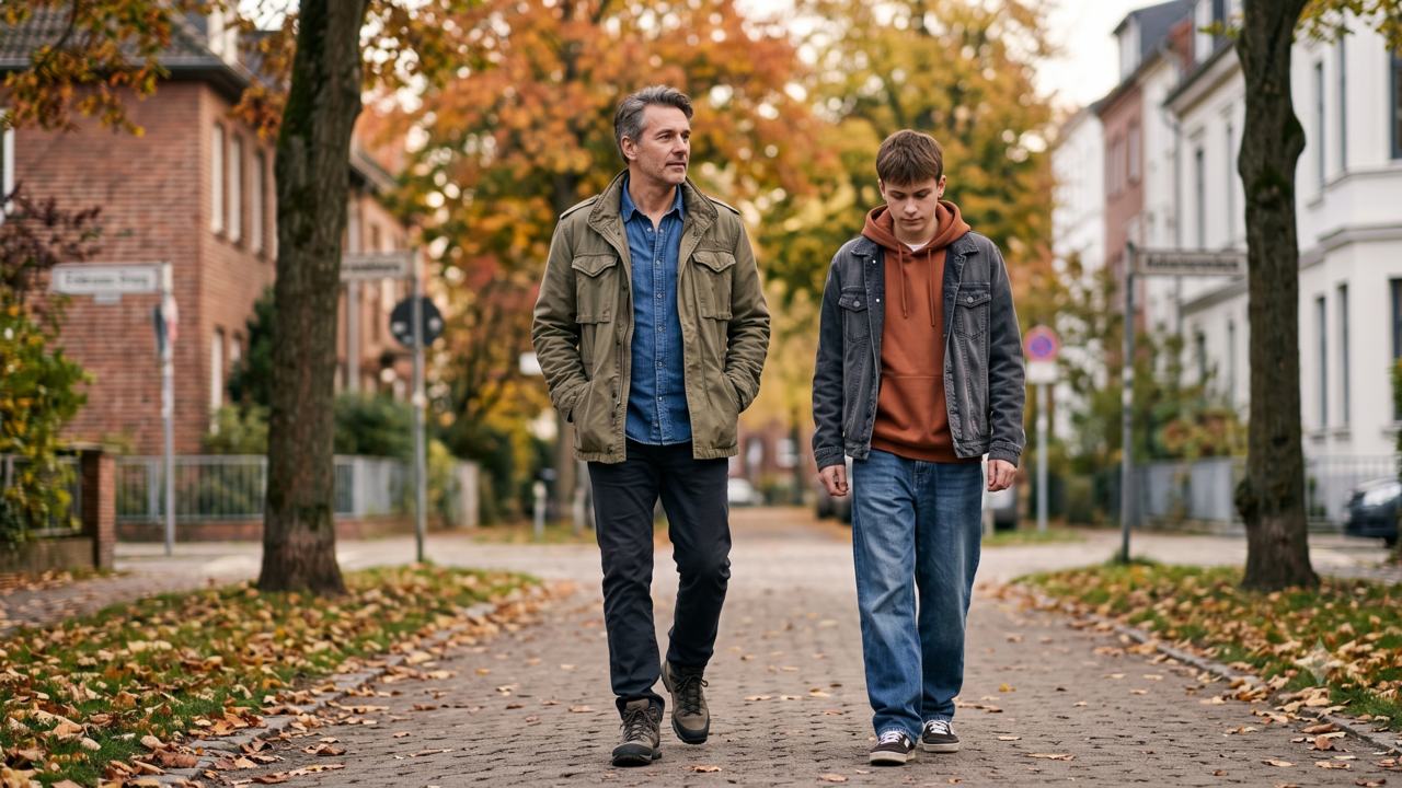 A psicologia mostra que as conversas mais sinceras com adolescentes acontecem durante uma caminhada por um motivo específico — o movimento lado a lado reduz a sensação de interrogatório, e assuntos difíceis aparecem quando ninguém precisa ficar parado esperando uma resposta 