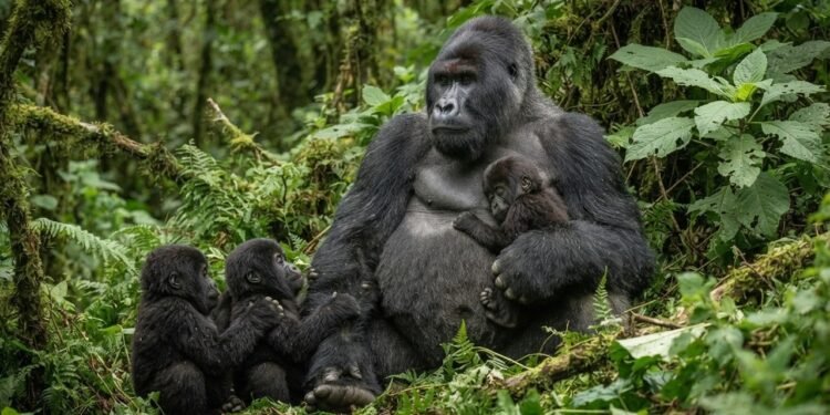 A evolução do pai tem um caso surpreendente entre os gorilas, machos enormes viram “babás” das crias mesmo quando nem sabem quais filhos são deles