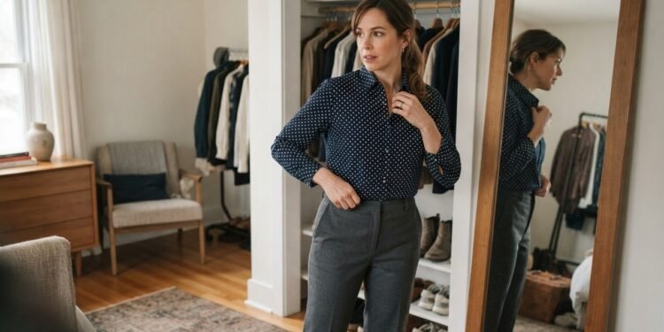O tamanho das bolinhas muda completamente a personalidade da estampa ali no guarda-roupa