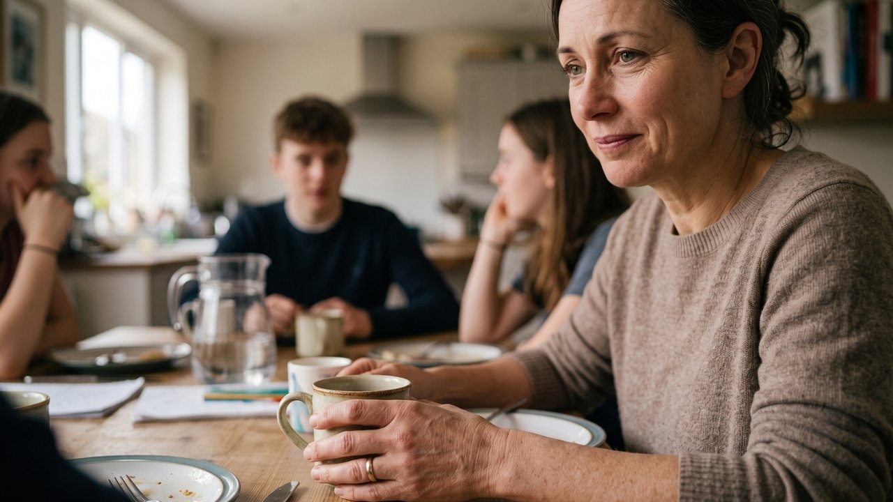 Tenho 48 anos e finalmente percebi que esses jantares barulhentos que eu vivo querendo terminar são exatamente as noites que vou querer de volta quando meus filhos saírem de casa